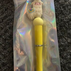 Cute Yellow Llama Pen with Rainbow Saddle